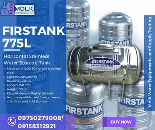 Firstank 775L Horizontal Stainless Water Storage Tank