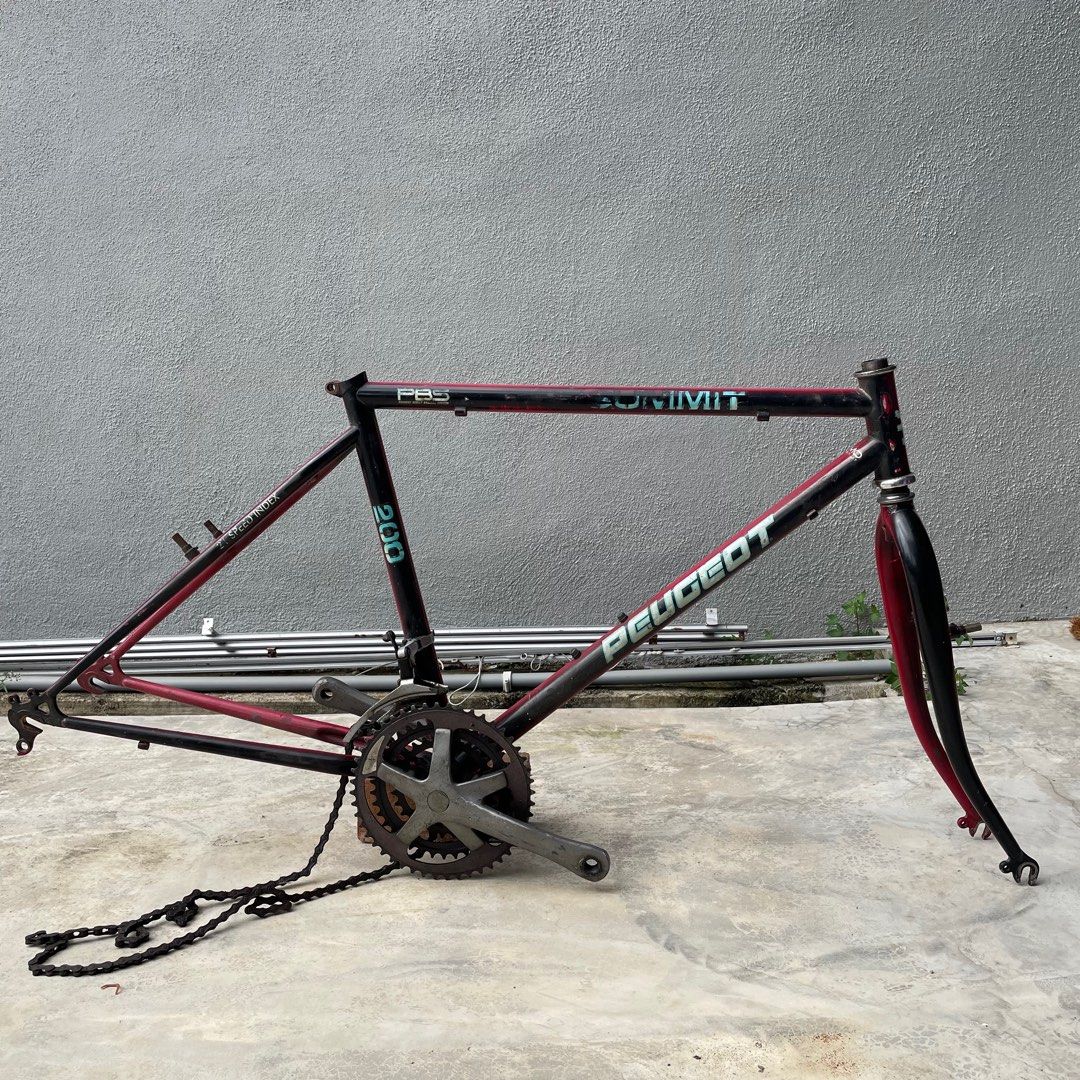 Frame Fork Basikal MTB Retro Peugeot Chromoly Sports Equipment