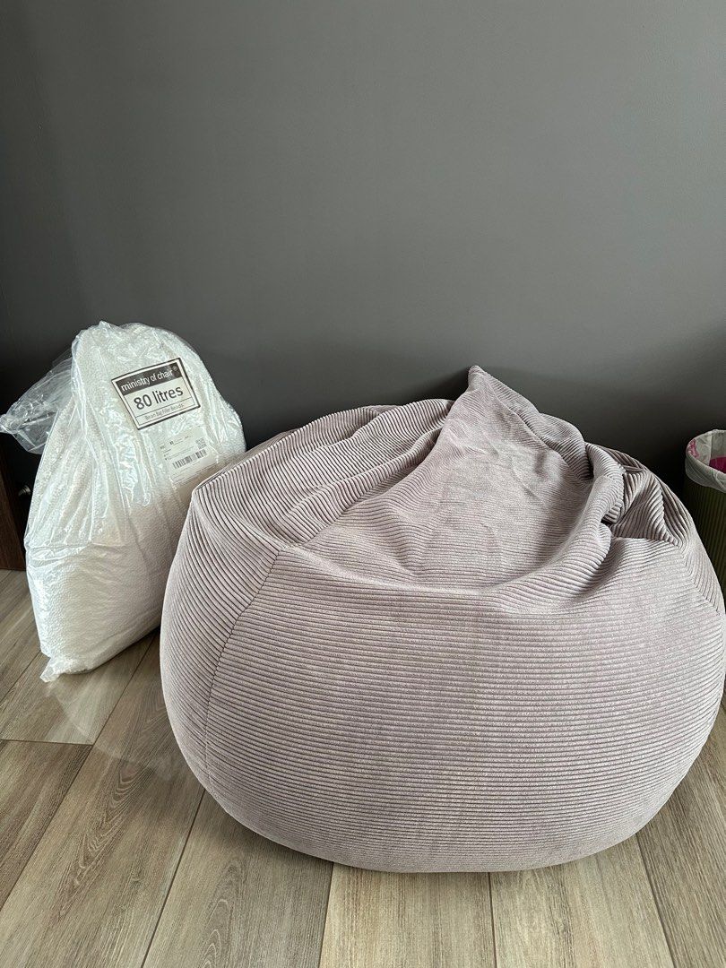 Filled Bean Bag with Bean refills, Furniture & Home Living, Furniture, Chairs on Carousell