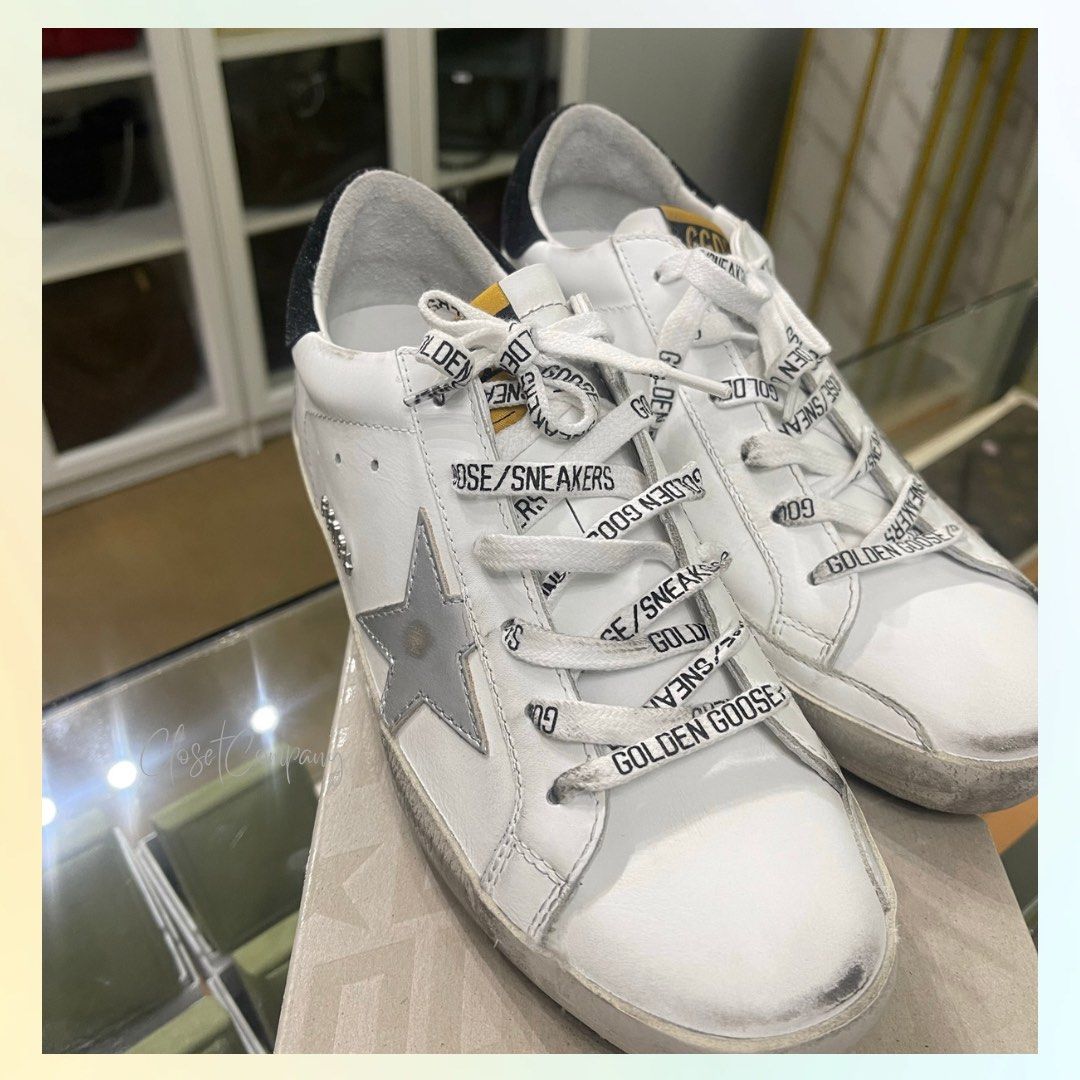 Golden Goose Superstar Classic with Spur lettering White Black Silver Size 39 EUR 26cm