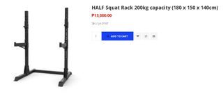 HALF Squat Rack 200kg capacity (180 x 150 x 140cm)