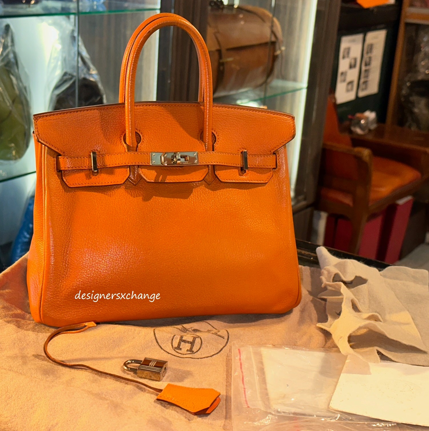 Hermes Birkin 25 Bleu Lin Verso Togo Palladium Hardware