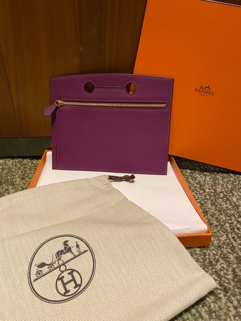 Hermes Birkin Pochette Back Pocket 25 purple with GHW, 名牌, 手袋及銀包- Carousell