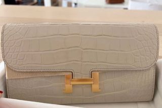 HERMES Evercolor Constance Long Wallet Beton, FASHIONPHILE