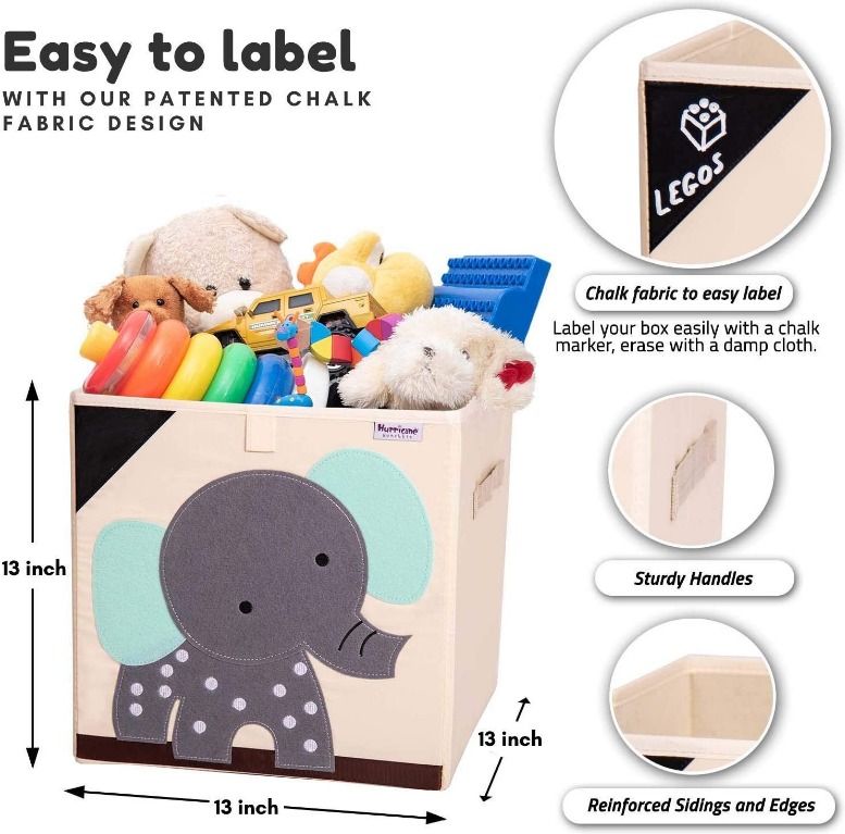 (HOT) Hurricane Munchkin Kids Toy Box. Soft Fabric Toy Storage Bin for