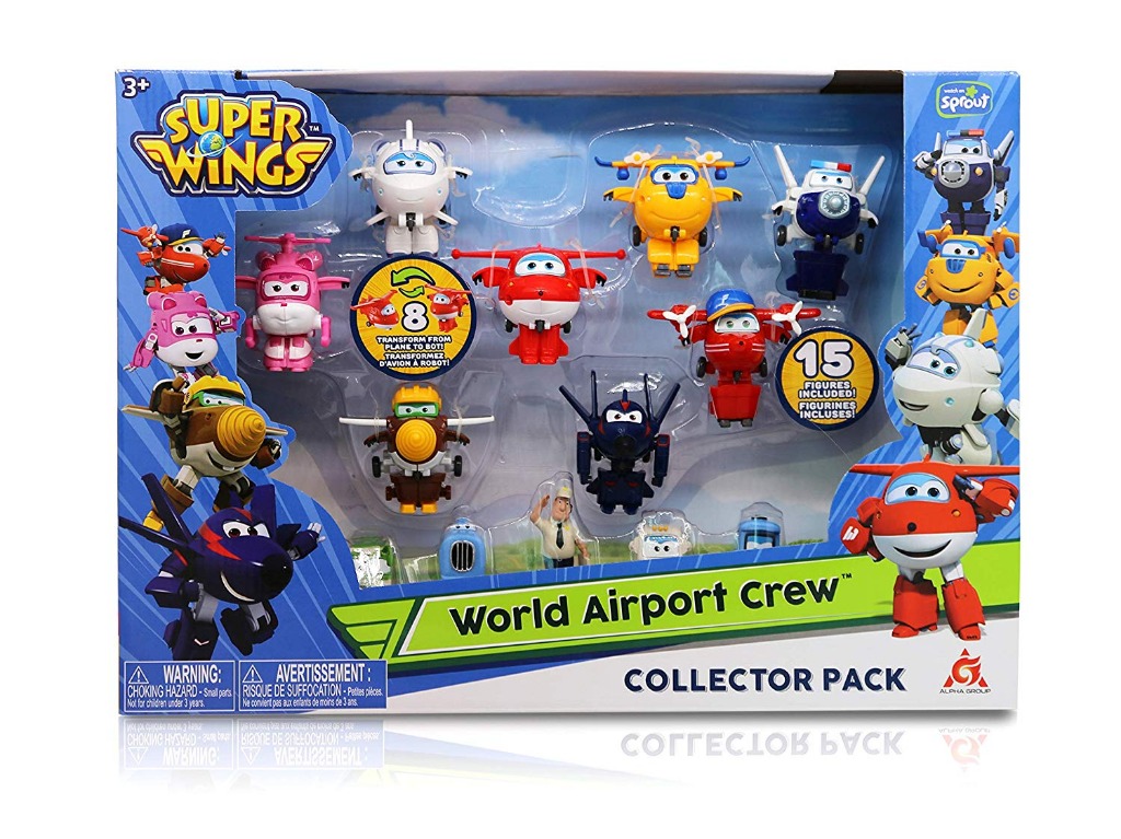 HOT) Super Wings - Season 2 - Transform-a-Bots World Airport Crew Collector  Pack w/ 15 Toy Figures