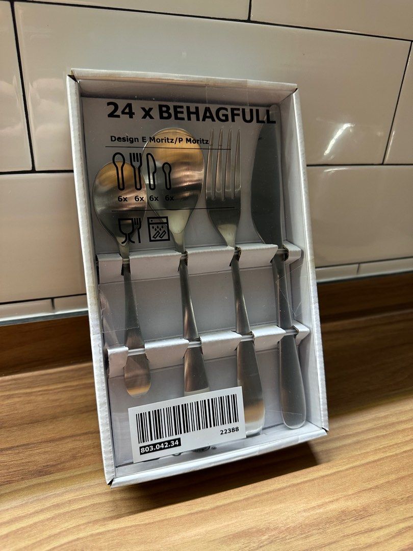 IKEA BEHAGFULL 24piece stainless steel cutlery set, Furniture & Home Living, Kitchenware