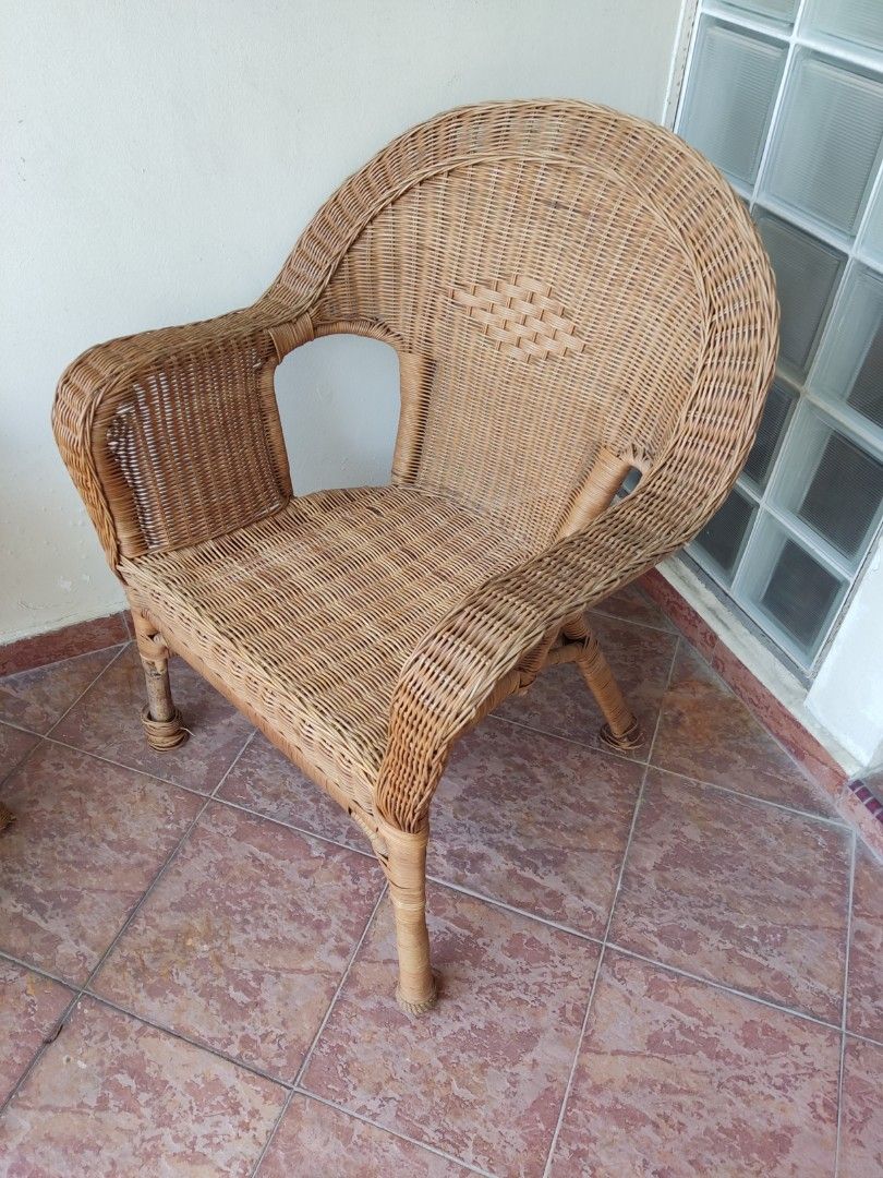 IKEA Rattan Chairs & Table Set, Furniture & Home Living, Furniture
