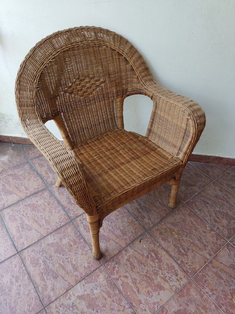 IKEA Rattan Chairs & Table Set, Furniture & Home Living, Furniture