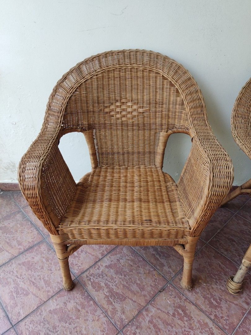 IKEA Rattan Chairs & Table Set, Furniture & Home Living, Furniture