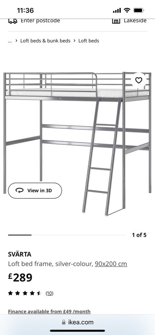 IKEA Svarta Loft Bed Furniture Home Living Furniture Bed