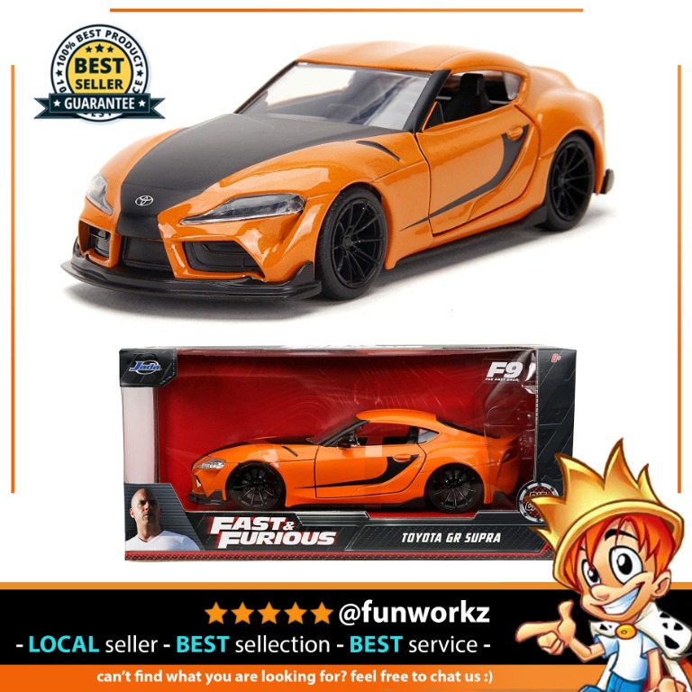 Jada Toys Toyota GR Supra Orange with Black Stripes Fast & Furious 9 F9 ...