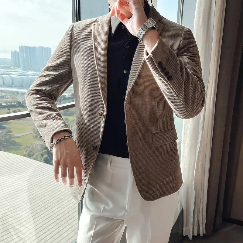 Kaki blue black men blazer Corduroy jacket Corduroy men Men s