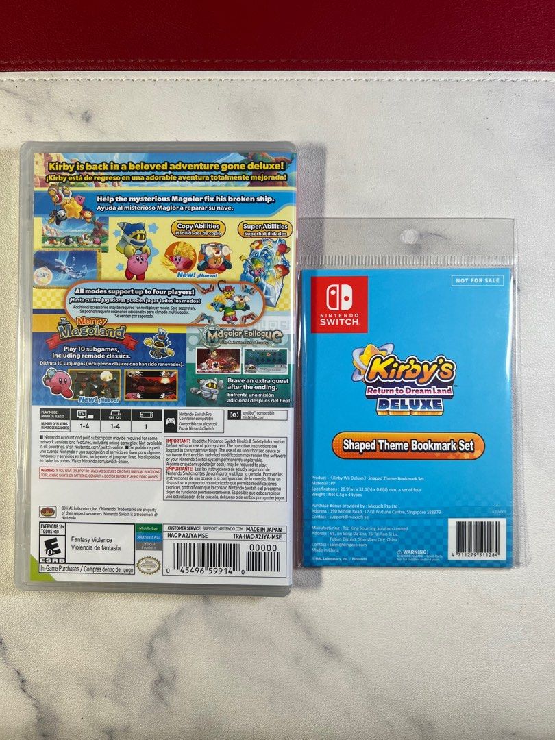 FREE delivery] Kirby's Return to Dream Land Deluxe Nintendo Switch Game  Bookmark Set, Video Gaming, Video Games, Nintendo on Carousell