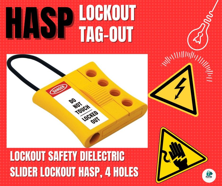 Lockout Safety Dielectric Slider Lockout Hasp, 4 Holes, Commercial