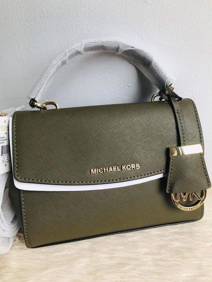 Michael Kors Ava Extra-Small Saffiano Leather Crossbody Bag Olive – Balilene