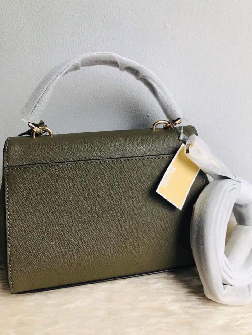 Michael Kors Ava Extra-Small Saffiano Leather Crossbody Hand Bag - Olive