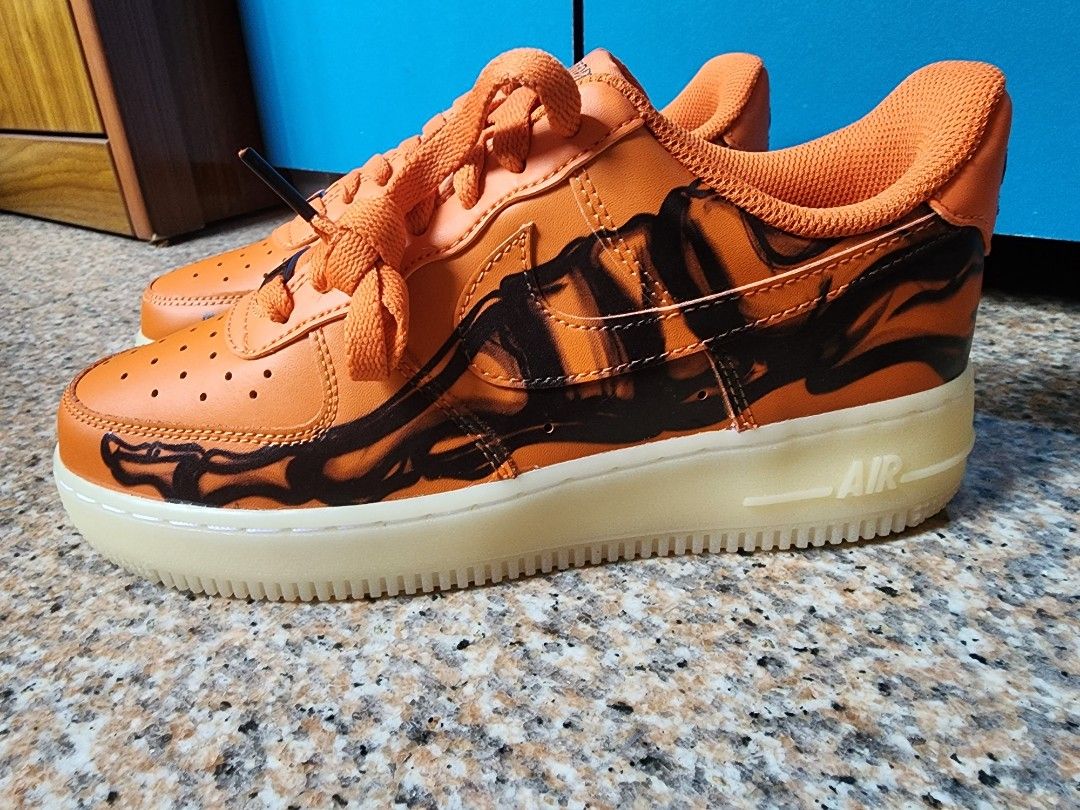 Nike Air Force 1 Halloween Skeleton Orange Luxury Sneakers