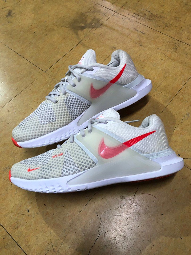 nike training renew fusion trainers in white and pink