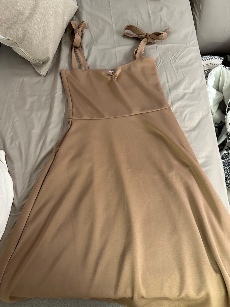 Nude Midi Dress, Women's Fashion, Dresses & Sets, Dresses on Carousell