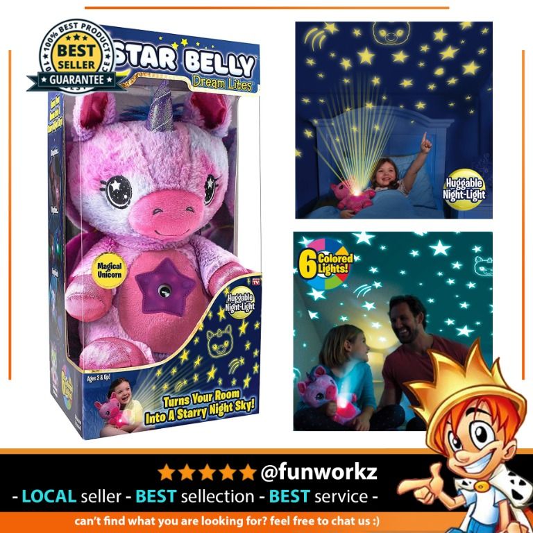 Ontel Star Belly Dream Lites Stuffed Animal Night Light Pink and