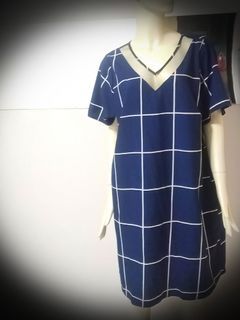 Plus Size V-Neck Dress with Mesh Detailing