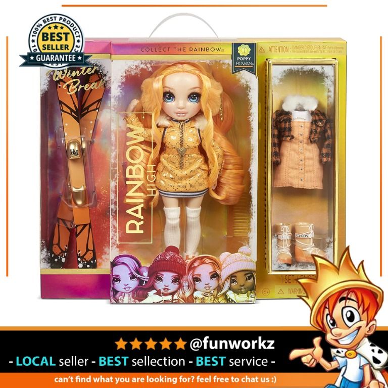 Rainbow High Poppy Rowan – Orange Fashion Doll with 2 Outfits 