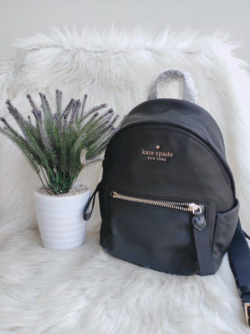 ready Kate Spade Chelsea Backpack Little Belt Nylon Black Small/ Mini