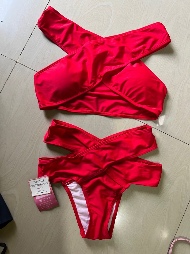 Red bikini, Women's Fashion, Swimwear, Bikinis & Swimsuits on Carousell