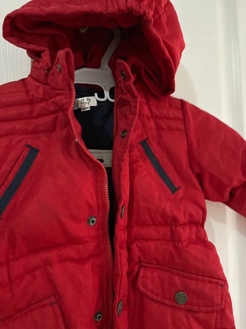 Red puffer jacket, Babies & Kids, Babies & Kids Fashion on Carousell