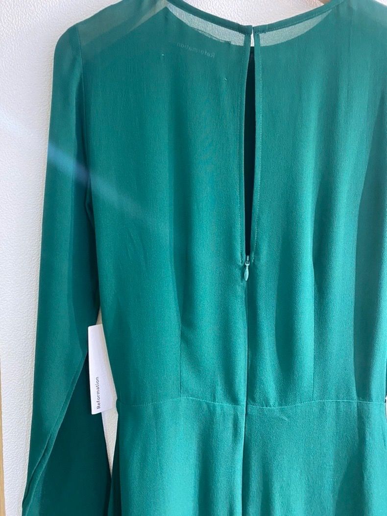 Reformation Mayra Dress in Emerald Green