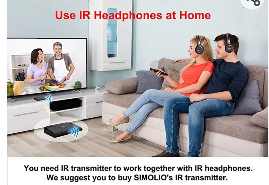 SIMOLIO 2 Pack of Wireless Car Headphones, 2 Channel IR Wireless