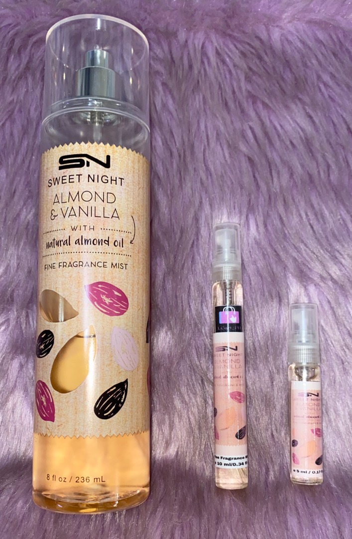 SN Sweet Night Almond and Vanilla with Natural Almond Oil Fine Fragnance Mist DECANT