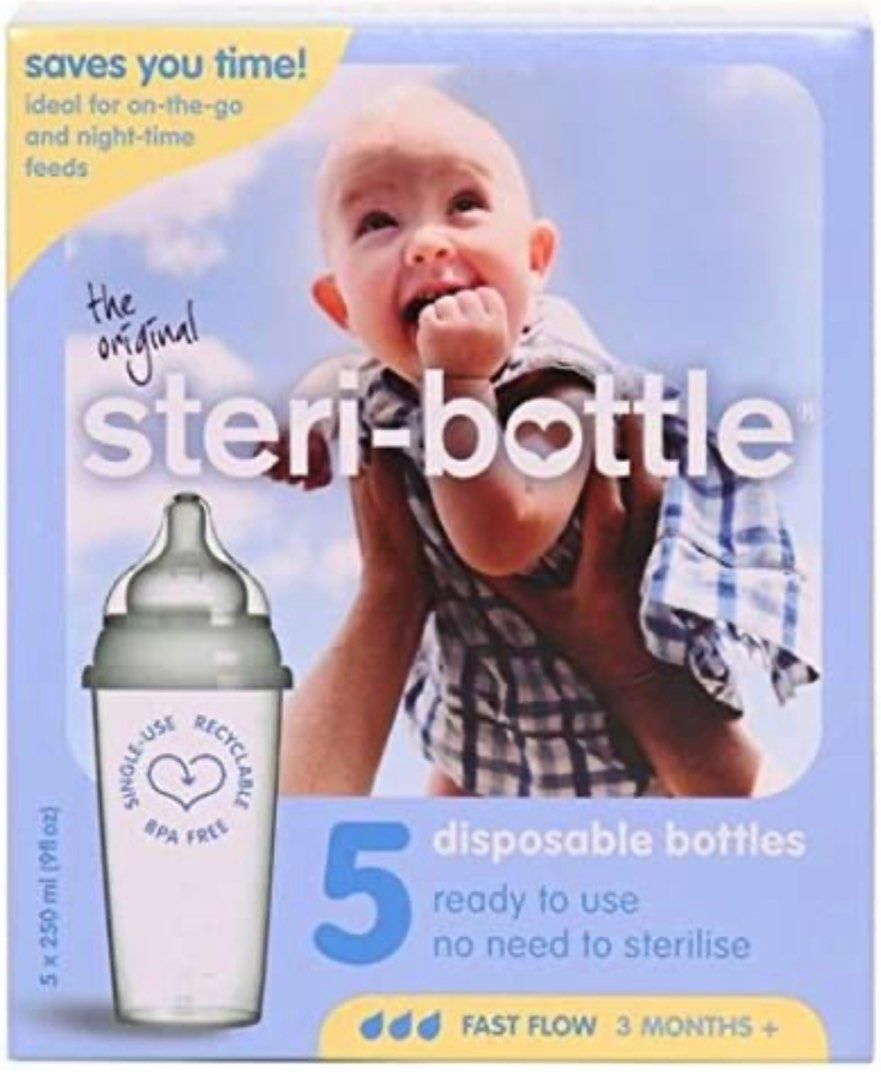 Steribottle Disposable Feeding Bottle 250ml 5s(bundle of 4), Babies