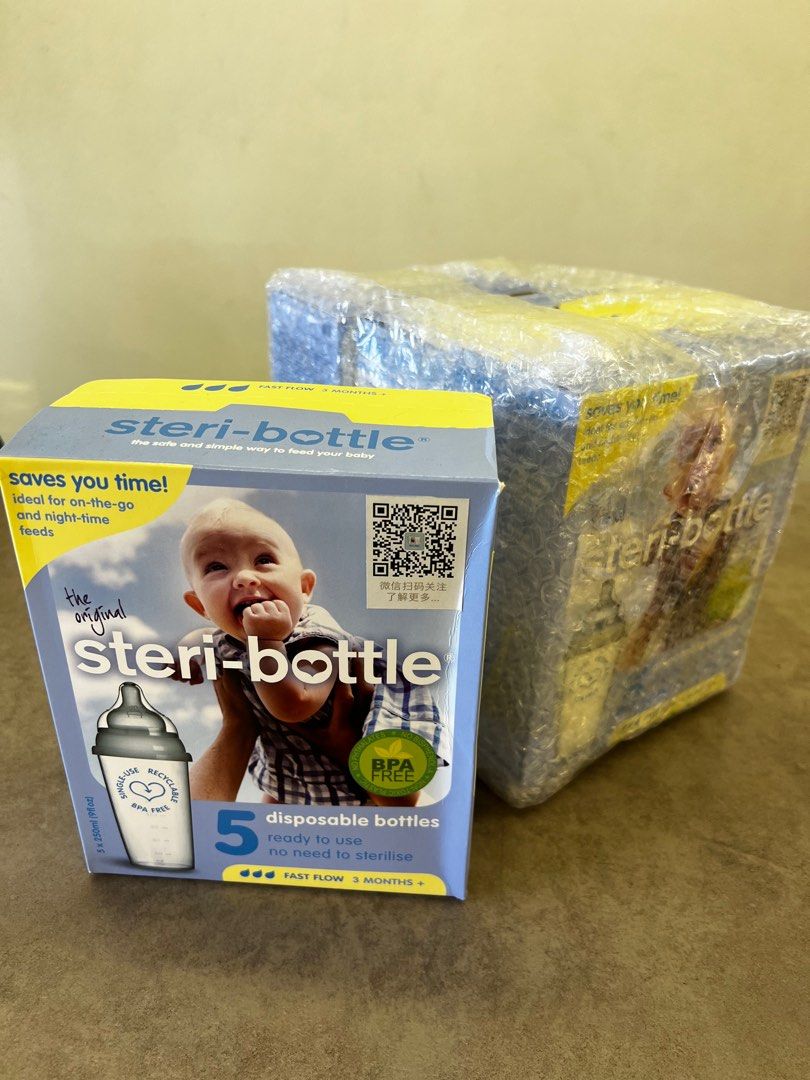 Steribottle Disposable Feeding Bottle 250ml 5s(bundle of 4), Babies