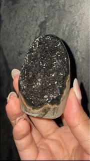 Sugary Rainbow Black Amethyst Cut Base Geode Crystal Crystals