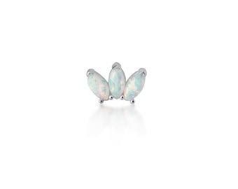 Triple Opal Marquise Titanium Earring