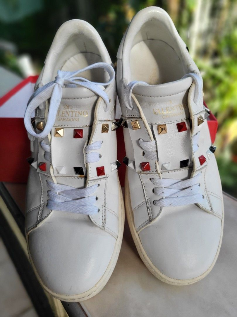 Valentino white studded heels 2025