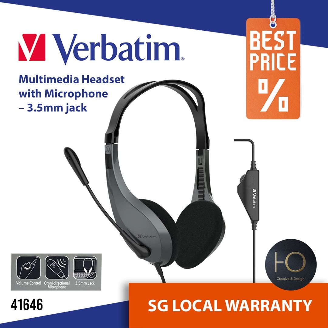 Headphones multimedia verbatim with volume control deals