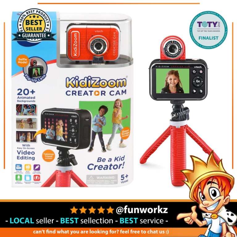 VTech KidiZoom Creator Cam HD Video Kids' Digital Camera, Green Screen 