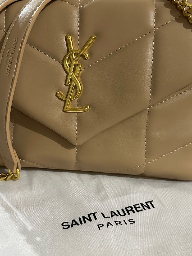 Brown Jamie medium YSL-logo puffer leather shoulder bag, Saint Laurent