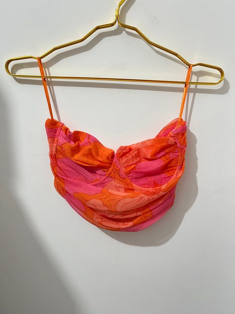 ZARA Tulle Corset Top - Pink/Orange, Women's Fashion, Tops, Other Tops on  Carousell
