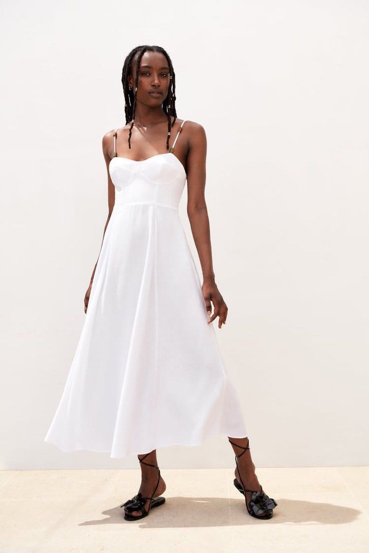 Zara white store strappy dress