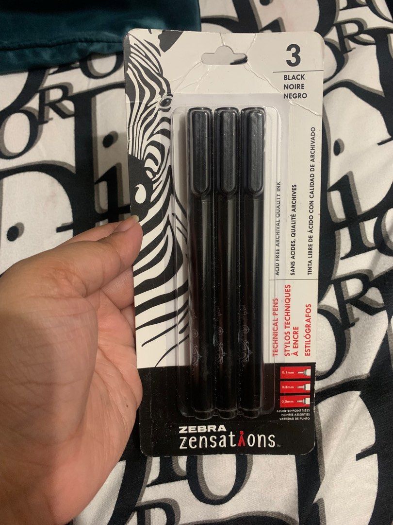 Zebra Zensations Technical Pens (Category: Stationery & School Supplies) located in Quezon City. Submitted by deamyclutter (Listing ID 1217169064, Image 1). Description: Brand New Includes: 3 pens - 0.5 mm - 0.3 mm - 0.1 mm.