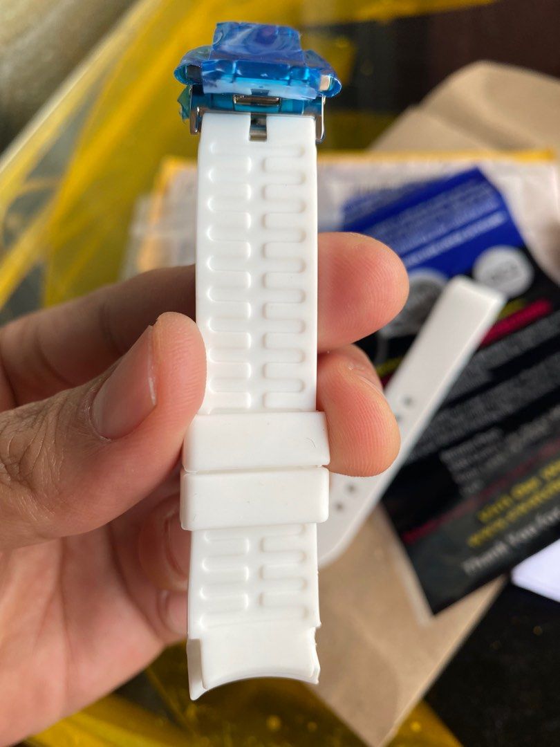 18mm curved rubber strap with deployant for Rolex, Omega etc. (Category: Luxury Watches) located in Manila. Submitted by greg.david (Listing ID 1217305569, Image 3). Description: For sale is an 18mm curved end white rubber strap with deployant. Item is brand new and never been worn. Bought the strap from ewatchparts - which is a premium shop for all afternarket watch related stuff in TX US. Was suppose to use it for my Omega but sold the watch be
