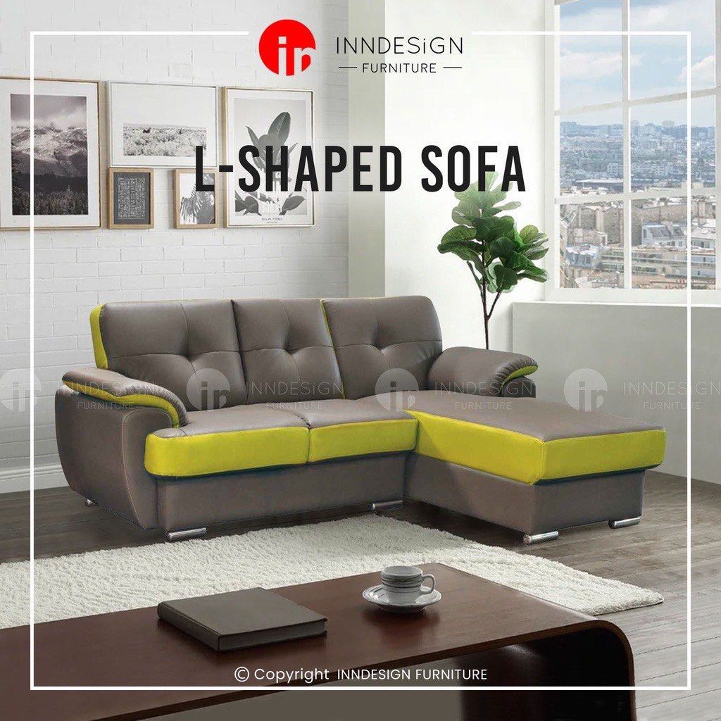 3 SEATER PVC L SHAPE SOFA (FREE DELIVERY AND INSTALLATION), Furniture