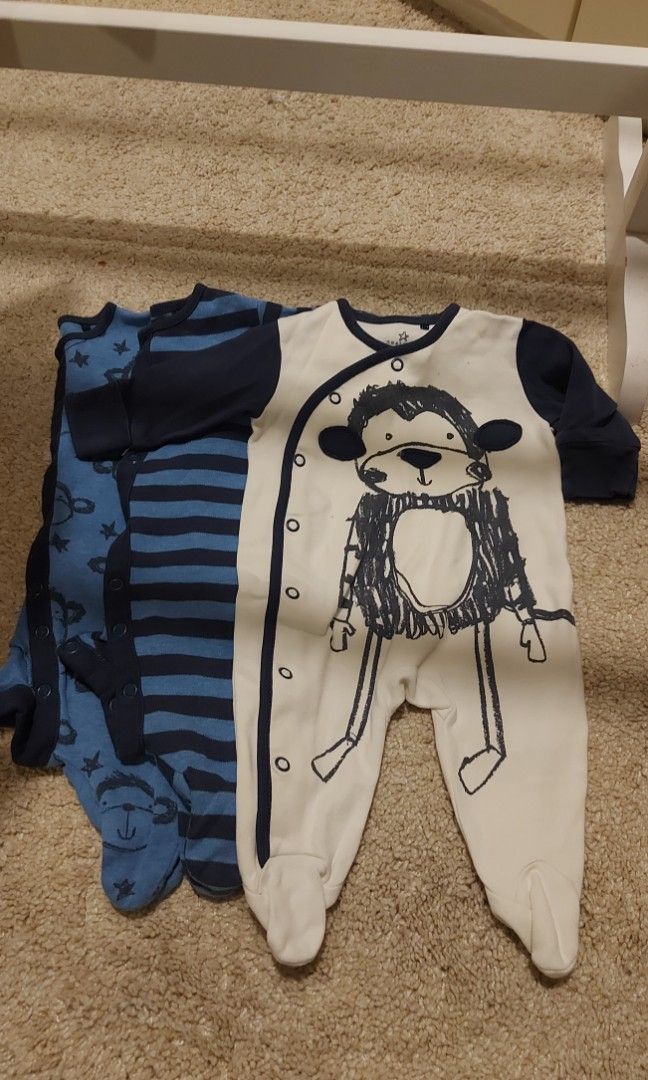 4 x Baby Boy Sleepsuits Up to 1 month Brand Next UK Bonds