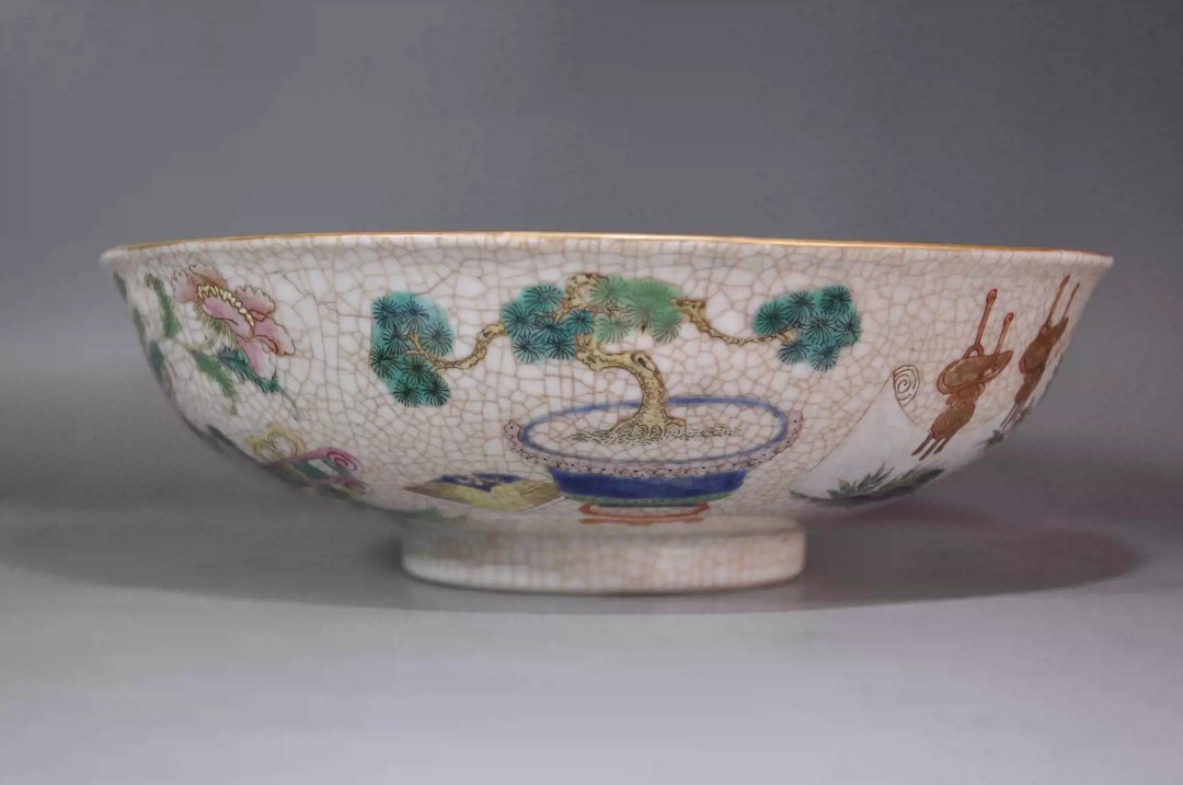 季節のおすすめ商品 1109中国 清時代 哥釉➕粉彩碗 アンティーク 送料 