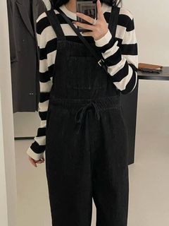 全新 水洗丹寧吊帶褲