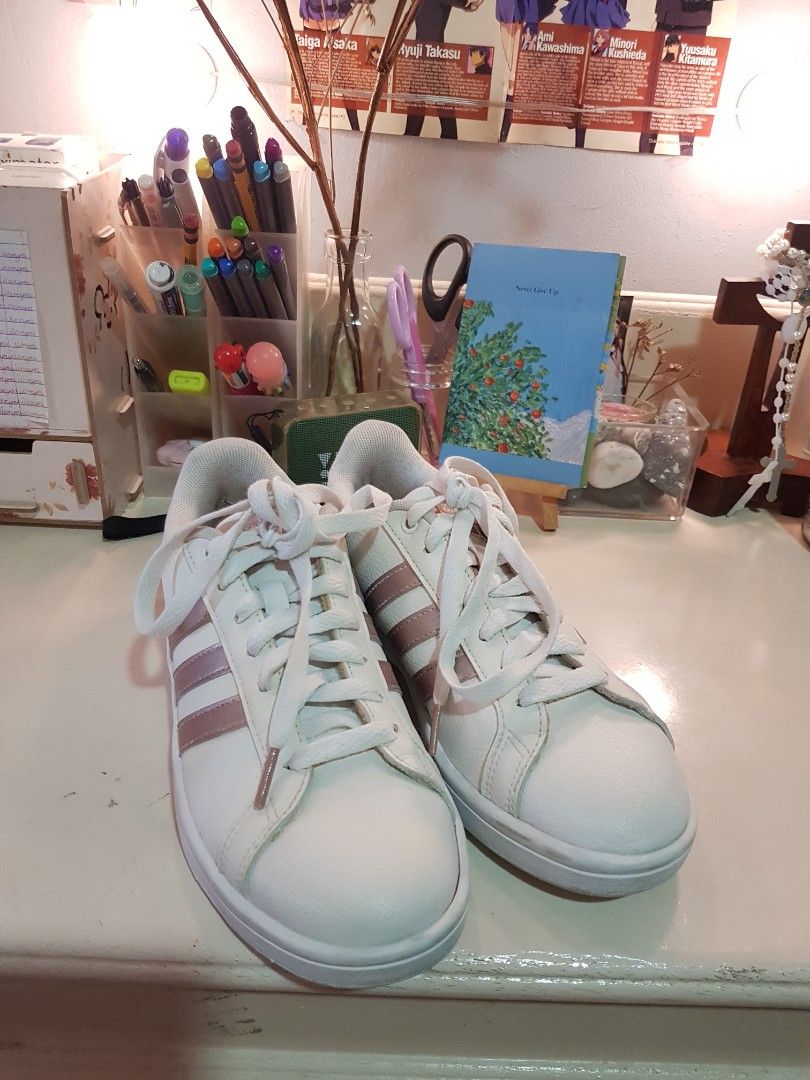 Adidas cloudfoam white pastel pink Women s Fashion Footwear